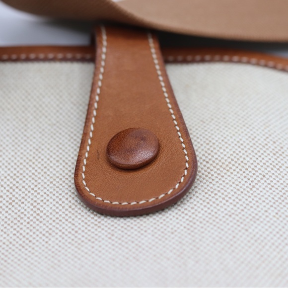 HERMES EVELYNE GM BAG NATURAL TOILE AND‎ LEATHER - Picture 8 of 9